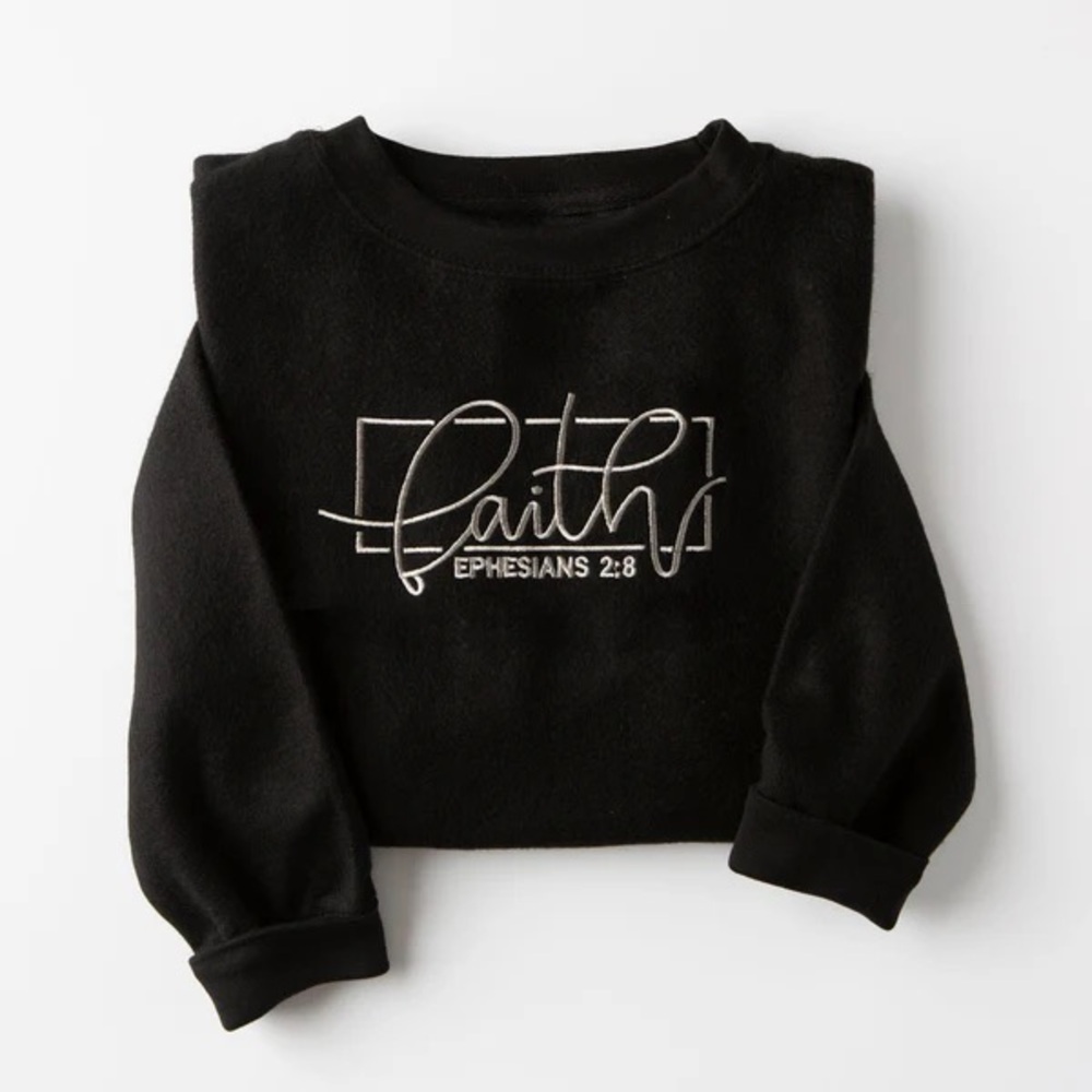 Embroidered Faith Fuzzy Sweatshirt – Love in Faith
